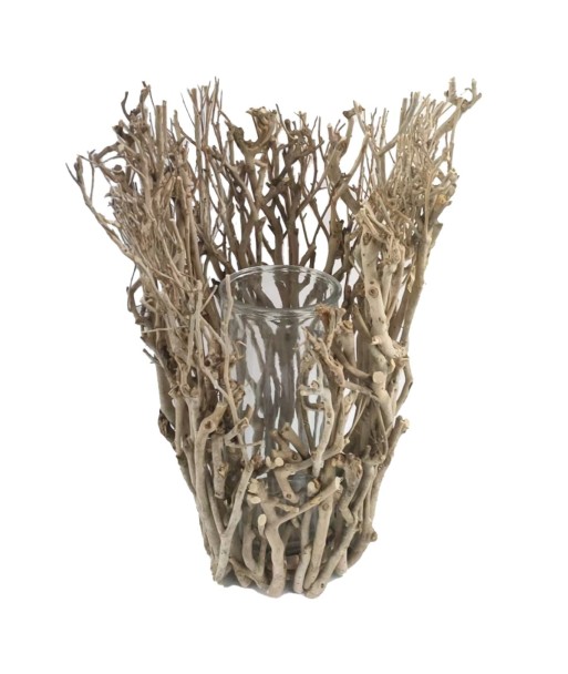 Portavelas de Madera de Pino Tea, Elegante Decoración para Hogar, Ideal para Candelas y Aromaterapia, 43 cm x