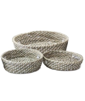 Signes Grimalt By SIGRIS - Cestas 3 Unidades Marrón de Fibra Vegetal-Cuerda | Cesta Bandeja Decorativa Mesa Bandeja