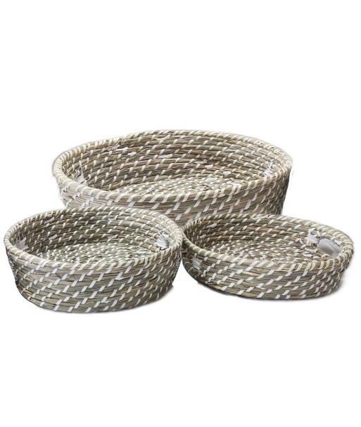 Signes Grimalt By SIGRIS - Cestas 3 Unidades Marrón de Fibra Vegetal-Cuerda | Cesta Bandeja Decorativa Mesa Bandeja