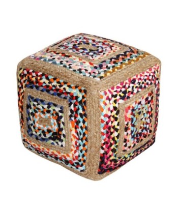 Signes Grimalt By SIGRIS - Puff cuadrado Rojo de 70%Algodon 30%Yute | Puff Puf Yute Puf Mimbre 1x1x1cm