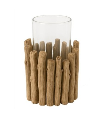 Portavelas de Madera de Castaño para Decoración Elegante y Acogedora en Hogar, Ideal para Velas Aromáticas y