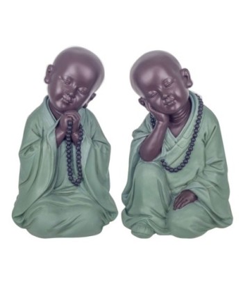 Signes Grimalt By SIGRIS - Figura Monje 2 Unidades Verde de Resina | Figura de Buda Figuras Decorativas Decoracion