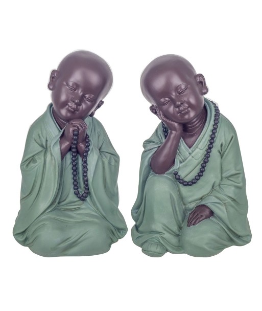 Signes Grimalt By SIGRIS - Figura Monje 2 Unidades Verde de Resina | Figura de Buda Figuras Decorativas Decoracion