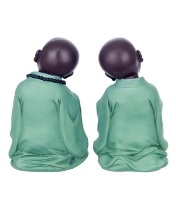 Signes Grimalt By SIGRIS - Figura Monje 2 Unidades Verde de Resina | Figura de Buda Figuras Decorativas Decoracion