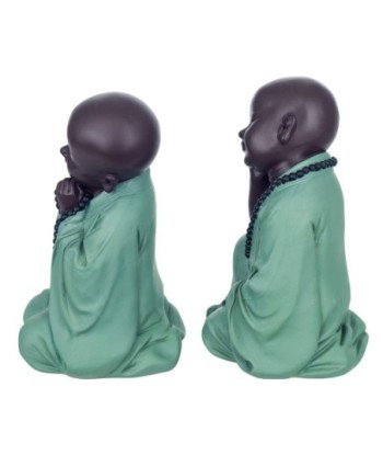 Signes Grimalt By SIGRIS - Figura Monje 2 Unidades Verde de Resina | Figura de Buda Figuras Decorativas Decoracion