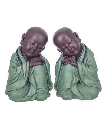 Signes Grimalt By SIGRIS - Figura Monje 2 Unidades Verde de Resina | Figura de Buda Figuras Decorativas Decoracion