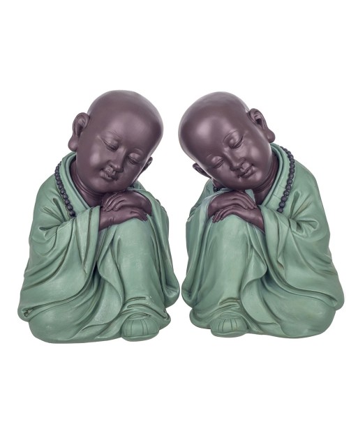 Signes Grimalt By SIGRIS - Figura Monje 2 Unidades Verde de Resina | Figura de Buda Figuras Decorativas Decoracion