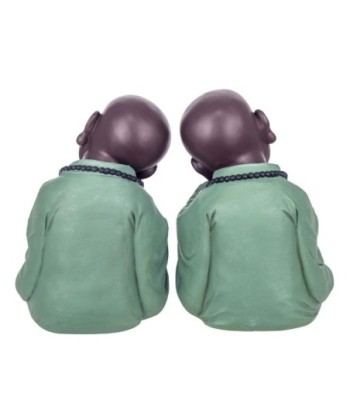Signes Grimalt By SIGRIS - Figura Monje 2 Unidades Verde de Resina | Figura de Buda Figuras Decorativas Decoracion