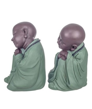 Signes Grimalt By SIGRIS - Figura Monje 2 Unidades Verde de Resina | Figura de Buda Figuras Decorativas Decoracion