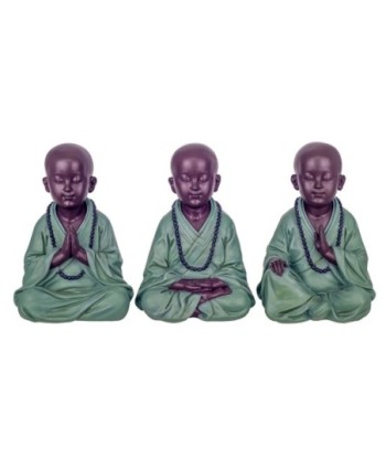 Signes Grimalt By SIGRIS - Figura Monje rezando 3 Unidades Verde de Resina | Figura de Buda Figuras Decorativas