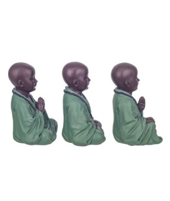 Signes Grimalt By SIGRIS - Figura Monje rezando 3 Unidades Verde de Resina | Figura de Buda Figuras Decorativas