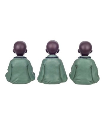 Signes Grimalt By SIGRIS - Figura Monje rezando 3 Unidades Verde de Resina | Figura de Buda Figuras Decorativas