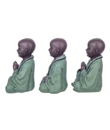 Signes Grimalt By SIGRIS - Figura Monje rezando 3 Unidades Verde de Resina | Figura de Buda Figuras Decorativas