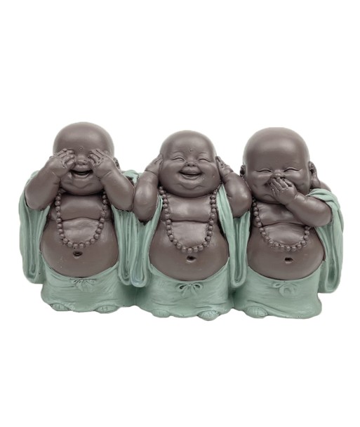 Signes Grimalt By SIGRIS - Figura Buda no ve-oir-hablar Verde de Resina | Figura de Buda Figuras Decorativas Decoracion