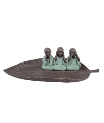 Signes Grimalt By SIGRIS - Figura monje no ve-oye-habla Verde de Resina | Figura de Buda Figuras Decorativas Decoracion
