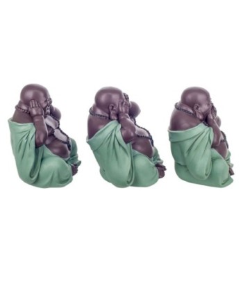 Signes Grimalt By SIGRIS - Figura Buda no ve/oir/hablar 3 Unidades Azul de Resina | Figura de Buda Figuras Decorativas