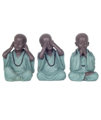 Signes Grimalt By SIGRIS - Figura monje no ve-oye-habla 3 Unidades Verde de Resina | Figura de Buda Figuras Decorativas