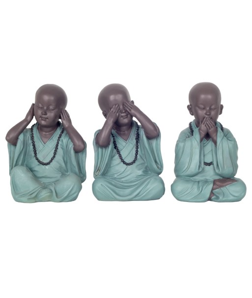 Signes Grimalt By SIGRIS - Figura monje no ve-oye-habla 3 Unidades Verde de Resina | Figura de Buda Figuras Decorativas
