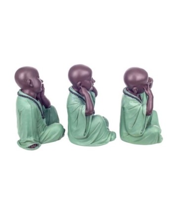 Signes Grimalt By SIGRIS - Figura monje no ve-oye-habla 3 Unidades Verde de Resina | Figura de Buda Figuras Decorativas