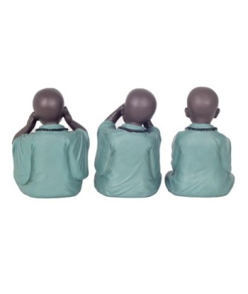 Signes Grimalt By SIGRIS - Figura monje no ve-oye-habla 3 Unidades Verde de Resina | Figura de Buda Figuras Decorativas