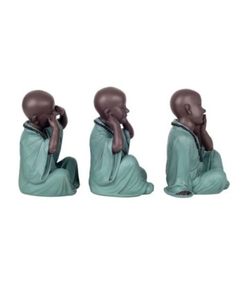 Signes Grimalt By SIGRIS - Figura monje no ve-oye-habla 3 Unidades Verde de Resina | Figura de Buda Figuras Decorativas