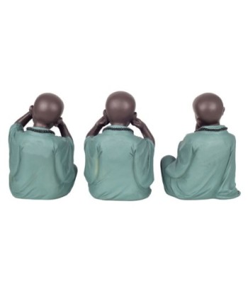 Signes Grimalt By SIGRIS - Figura monje no ve-oye-habla 3 Unidades Verde de Resina | Figura de Buda Figuras Decorativas