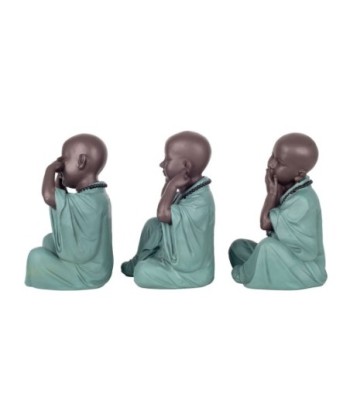 Signes Grimalt By SIGRIS - Figura monje no ve-oye-habla 3 Unidades Verde de Resina | Figura de Buda Figuras Decorativas