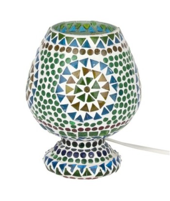 By Sigris - Lámpara marroquí copa Multicolor de Cristal Vidrio | Lámpara de Sobremesa Lampara Mesa De Noche Lamparas