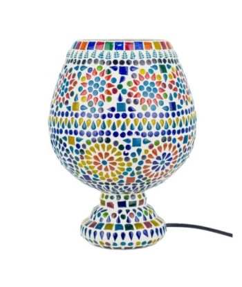 By Sigris - Lámpara marroquí copa Multicolor de Cristal Vidrio | Lámpara de Sobremesa Lampara Mesa De Noche Lamparas