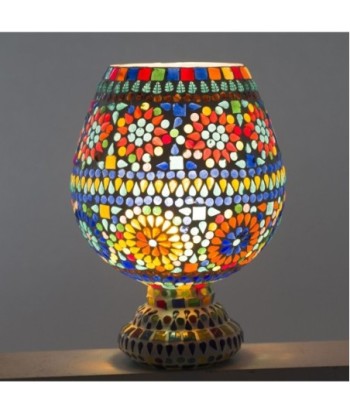By Sigris - Lámpara marroquí copa Multicolor de Cristal Vidrio | Lámpara de Sobremesa Lampara Mesa De Noche Lamparas