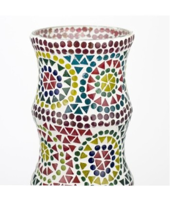 By Sigris - Lámpara marroquí cilindro Multicolor de Cristal Vidrio | Lámpara de Sobremesa Lampara Mesa De Noche