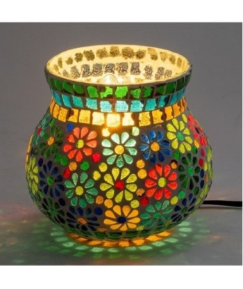 Signes Grimalt By SIGRIS - Lámpara marroquí Multicolor de Cristal Vidrio | Lámpara de Sobremesa Lampara Mesa De