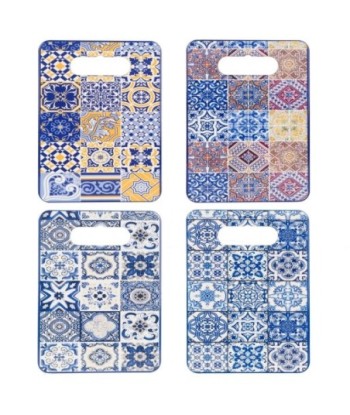 By SIGRIS Tabla Cortar 4 Unidades Azul de Ceramica 1X18X24cm Salvamantel Mantel Individual Salvamanteles Individuales
