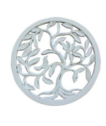 By SIGRIS Adorno Arbol de la Vida Blanco de Madera 40X1X40cm Colgante Mandalas Decorativos Mandalas Decorativos