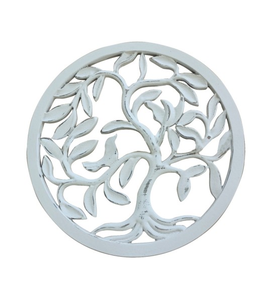 By SIGRIS Adorno Arbol de la Vida Blanco de Madera 40X1X40cm Colgante Mandalas Decorativos Mandalas Decorativos