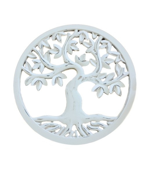 By SIGRIS Adorno Arbol de la Vida Blanco de Madera 40X1X40cm Colgante Mandalas Decorativos Mandalas Decorativos