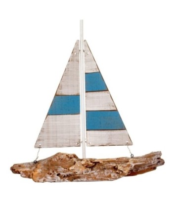 By SIGRIS Velero Azul de Madera 38X6X36cm Modelismo de Barcos Velero Maqueta Velero