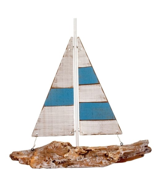 By SIGRIS Velero Azul de Madera 38X6X36cm Modelismo de Barcos Velero Maqueta Velero