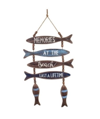 By SIGRIS Adorno Colgante Peces Azul de Madera 50X1X31cm Colgante Aplique Pared Adornos Náuticos
