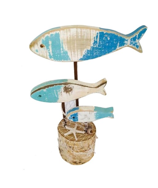 Signes Grimalt By SIGRIS - Adorno peces Azul de Madera | Figura Marinera Aplique Pared Adornos Náuticos 30x10x22cm