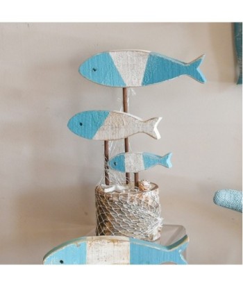 Signes Grimalt By SIGRIS - Adorno peces Azul de Madera | Figura Marinera Aplique Pared Adornos Náuticos 30x10x22cm
