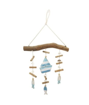 Signes Grimalt By SIGRIS - Colgante marinero Azul de Madera | Colgante Aplique Pared Adornos Náuticos 50x11x37cm
