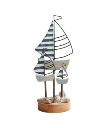 Signes Grimalt By SIGRIS - Figura velero Azul de Madera | Figura Marinera Velero Maqueta Velero 36x12x16cm