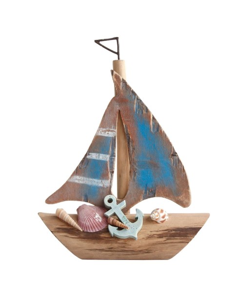 Signes Grimalt By SIGRIS - Barco velero Azul de Madera | Modelismo de Barcos Maqueta Velero Madera 28x7x23cm