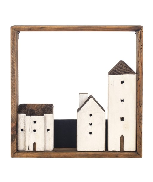 By SIGRIS Cuadro Pared Casas Marrón de Madera 36*5*36cm Cuadro