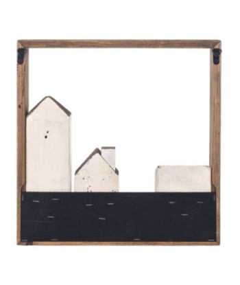 By SIGRIS Cuadro Pared Casas Marrón de Madera 36*5*36cm Cuadro