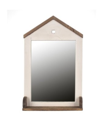 By SIGRIS Espejo Pared con forma casa Blanco de Madera 66*9*41cm Espejo