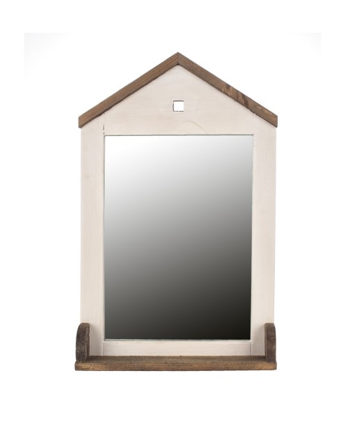 By SIGRIS Espejo Pared con forma casa Blanco de Madera 66*9*41cm Espejo
