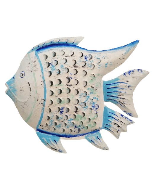 Adorno de Pared Pez de Hojalata, Decoración Original para Interiores, Estilo Náutico, 41 cm, Ideal para Salones