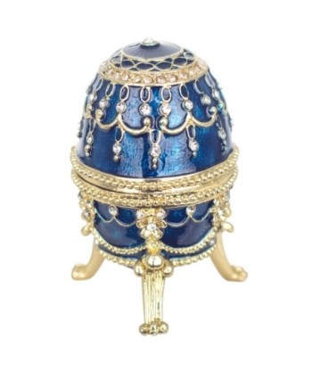 By SIGRIS Cajita Huevo Azul de Metal 7X5X5cm Caja Caja Bonita Cajita Madera Regalo